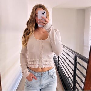 Cream shirt with lace detail